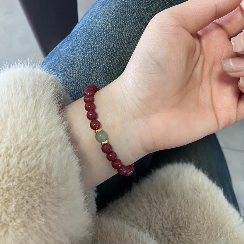 Natural and Hetian jade bracelet, can be burned to restore to purple gold sand, a good luck accessory