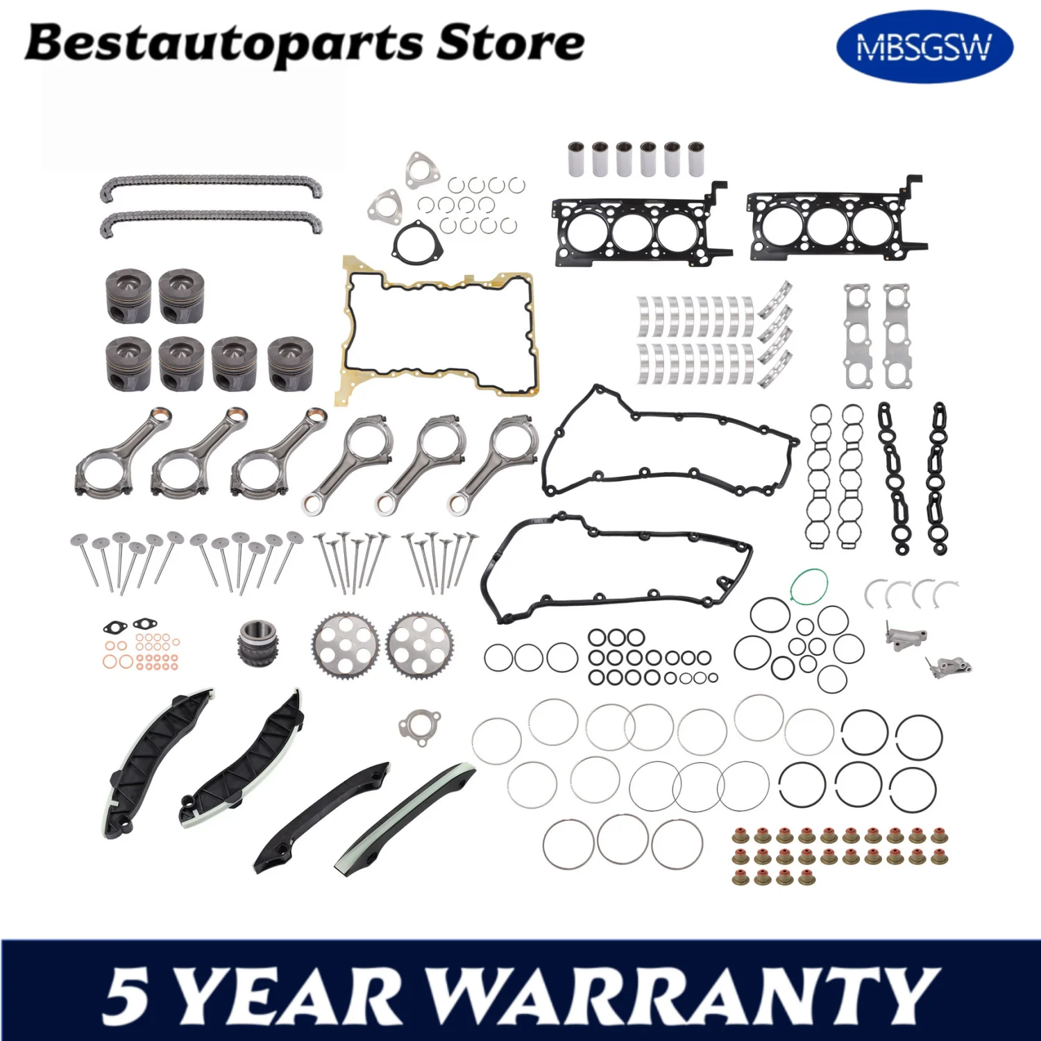 

Engine Rebuild Overhaul Kit W/ Rods Timing For Jeep Grand Cherokee Ram 1500 3.0T