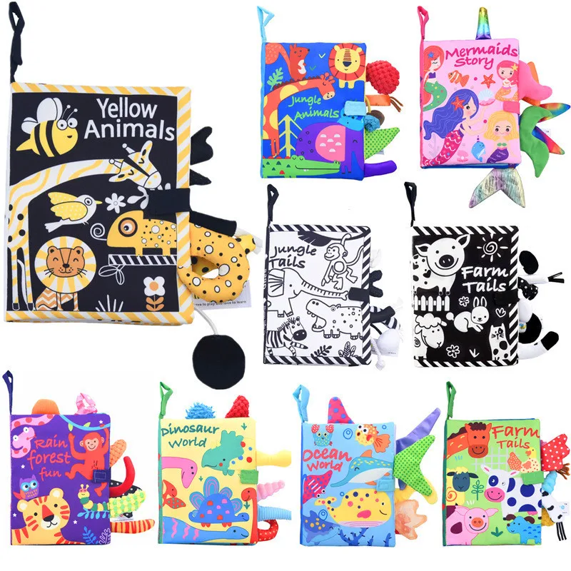 Baby Books Development Baby Toys 0 12 Months Black And White Soft Cloth Book For Baby Educational Sensory Toys Baby First Book