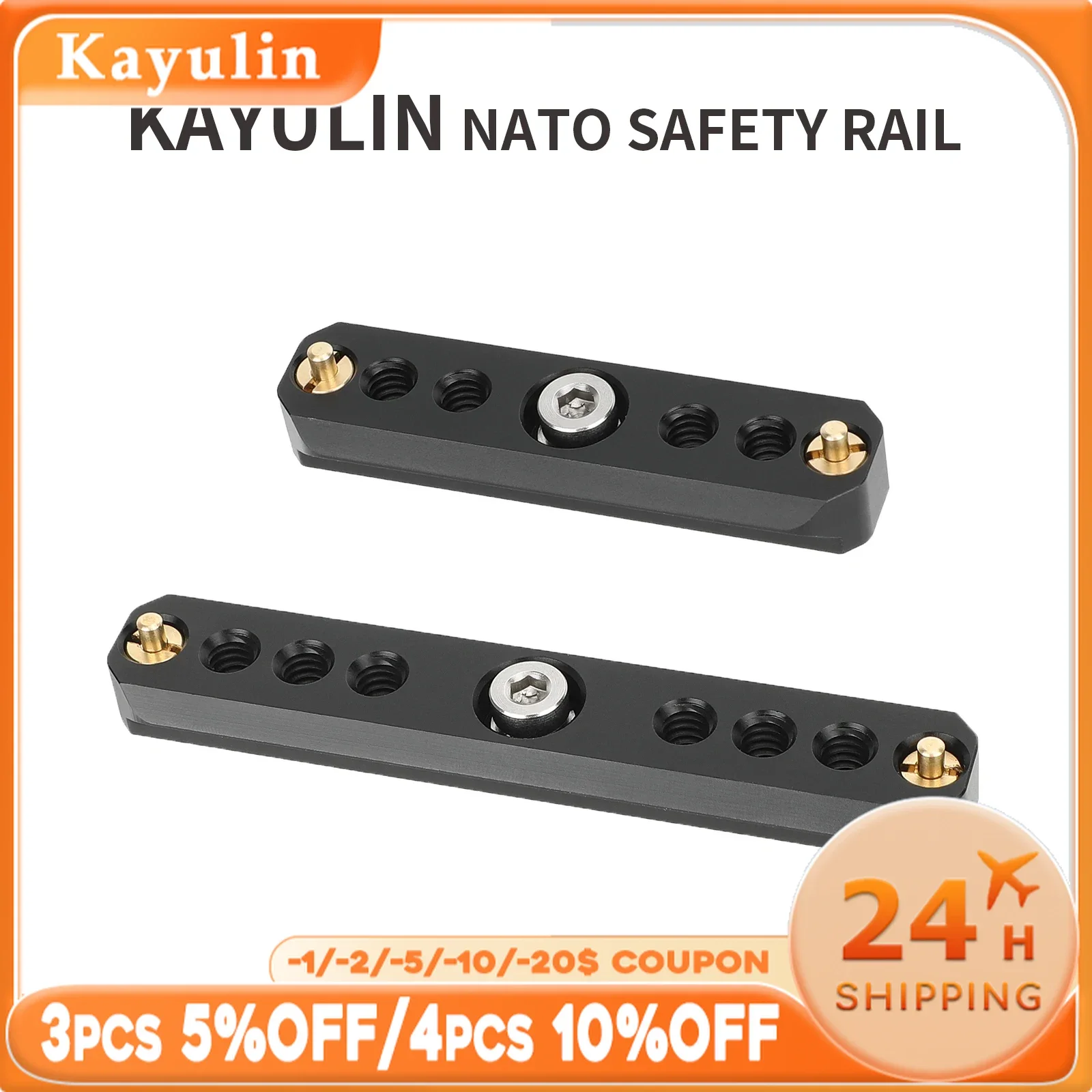 

KAYULIN 2.8" 3.9" Quick Release NATO Safety Rail with 1/4"-20 Anti-Twist Screw for NATO Clamp Top Handle Side