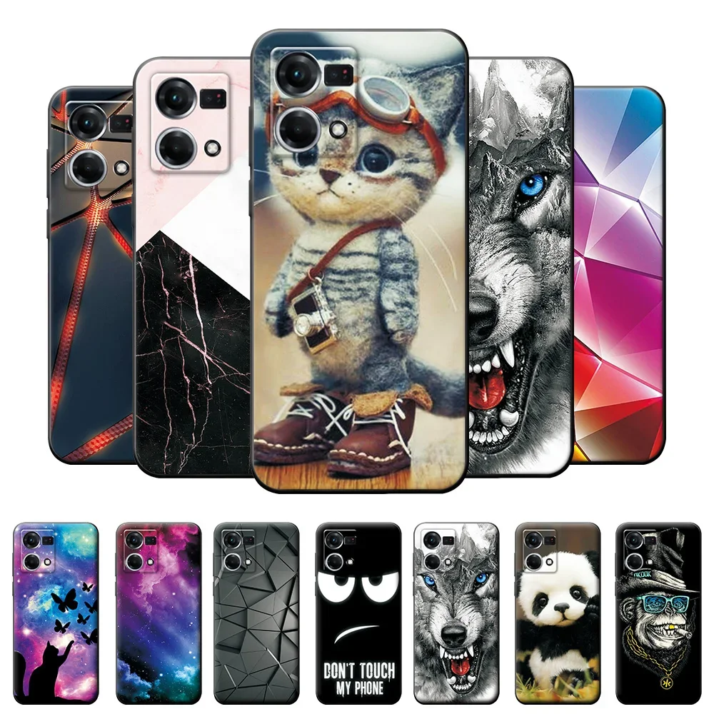 Case For Oppo Reno 7 Case Reno 7 4G Silicone Protective Back Cover For Oppo Reno7 6.43'' Cute Animal Painted Phone Bumper Case