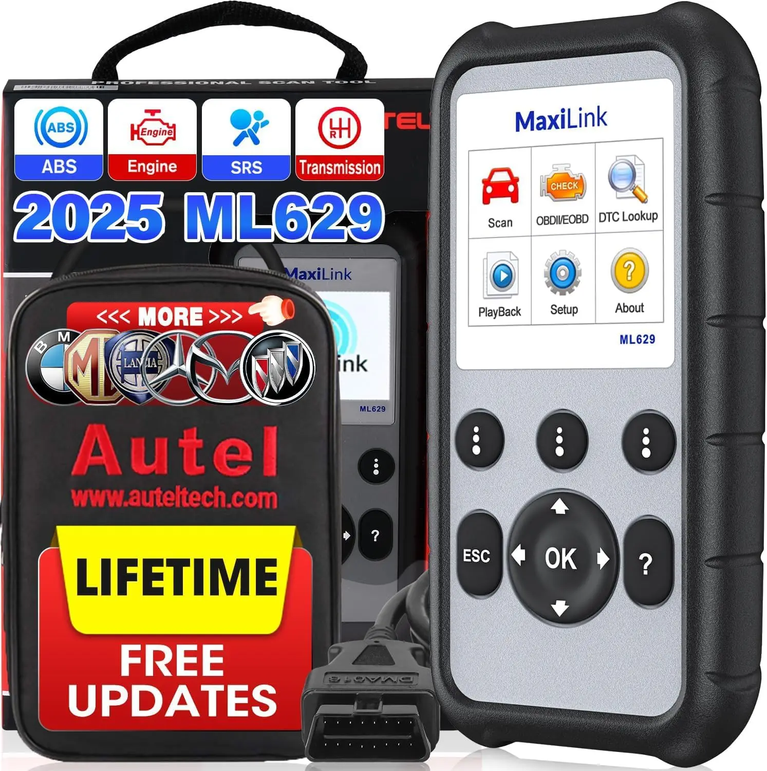 

MaxiLink ML629 OBD2 Диагностический инструмент сканера для 1996 и новогодних автомобилей Двигатель ABS SRS Трансмиссия Автоматический ремонт