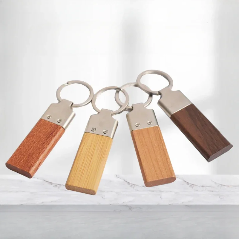 Simplicity Solid Color Metal and Wooden Keychain Customize Creative LOGO Custom Pendant Key Chain Gift For Parent Accessories