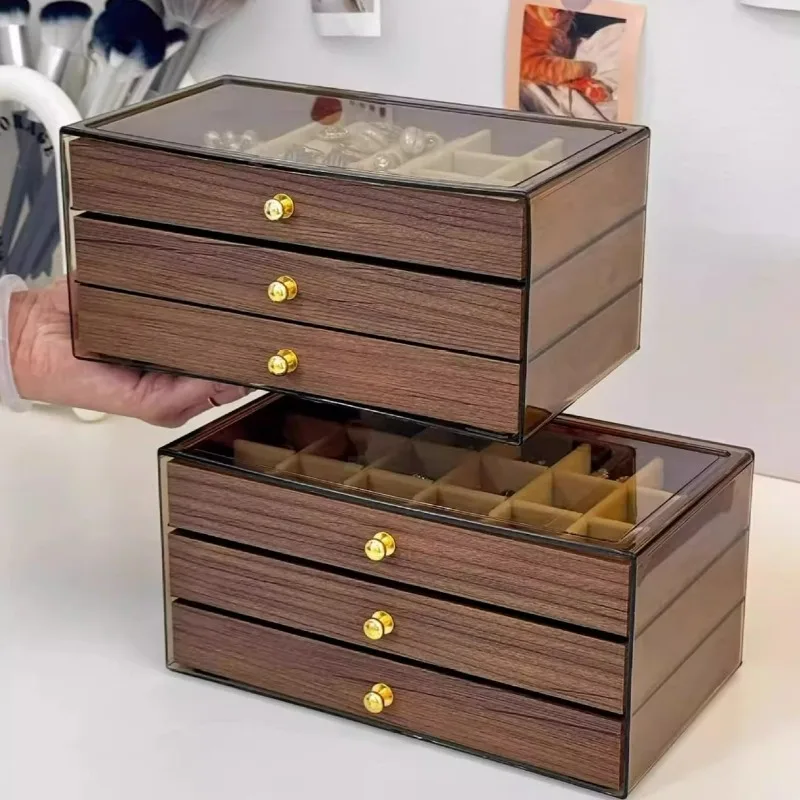 

Walnut Wooden Velvet Jewelry Display Tray Ring Earring Necklace Bracelet Storage Plate Premium Acrylic Stand Jewelry Show