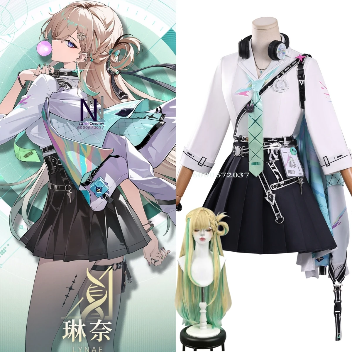 

Game Wuthering Waves Cosplay Costume Anime Lynae Role Playing Uniform Suits Headphone Women Comic Con Party Halloween Outfit Wig