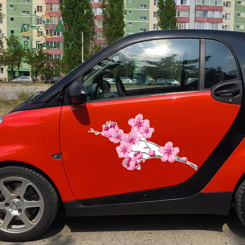 EARLFAMILY 43cm for Japanese Cherry Blossoms Car Sticker Car Accessories Car Door Decal Suitable for Vehicle Styling Accessories
