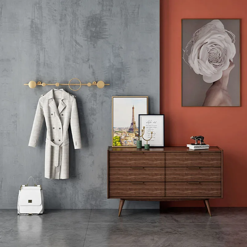 Shelf Wall Clothes Hanger Jackets Entrance Hallway Golden Metal Clothing Holder Decorative Minimalist Ropero Furniture WSW30XP