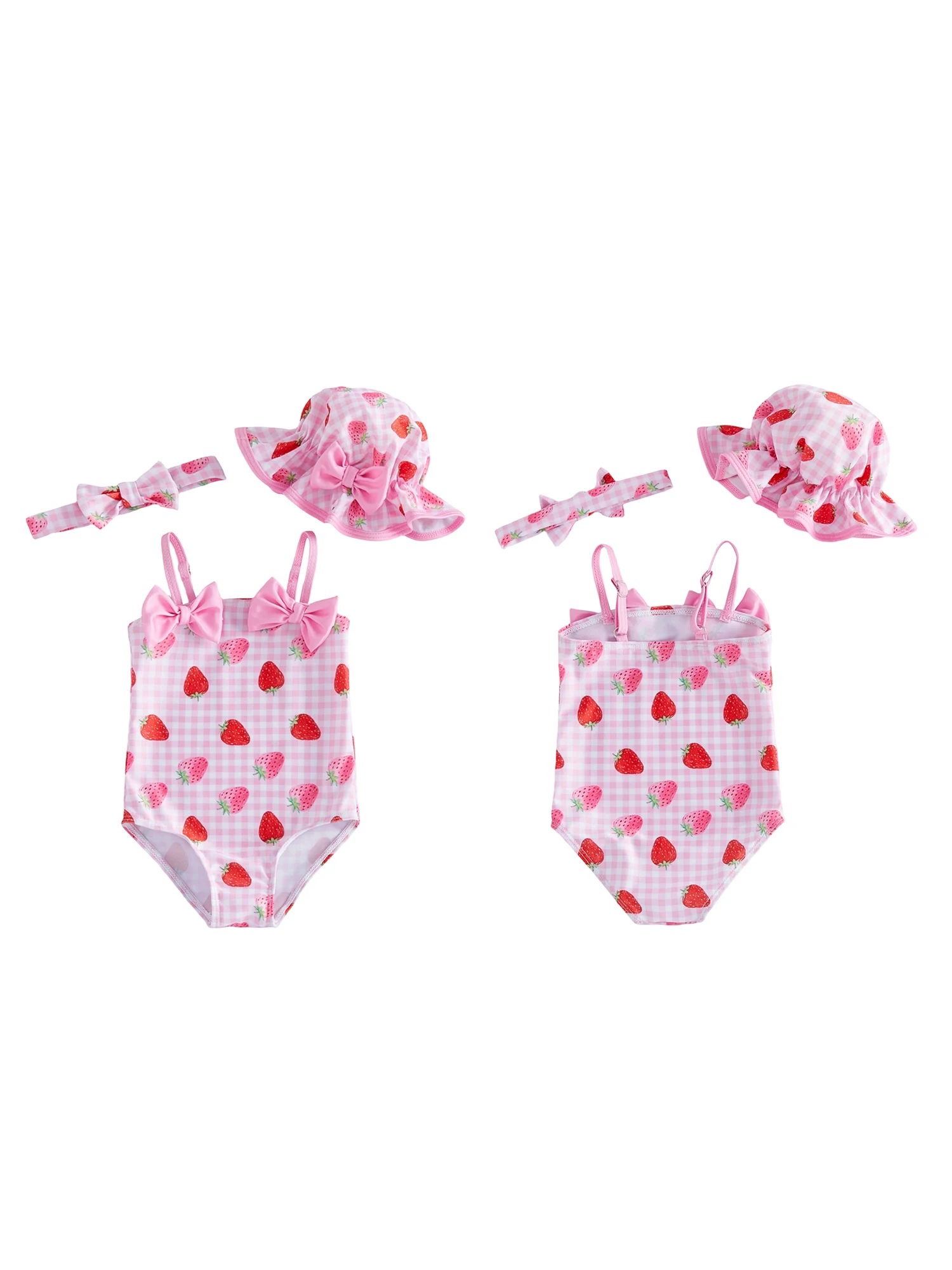 

Tropical Pineapple Print Bikini Set with Matching Headband and Sun Hat for Girls Summer Beachwear Collection