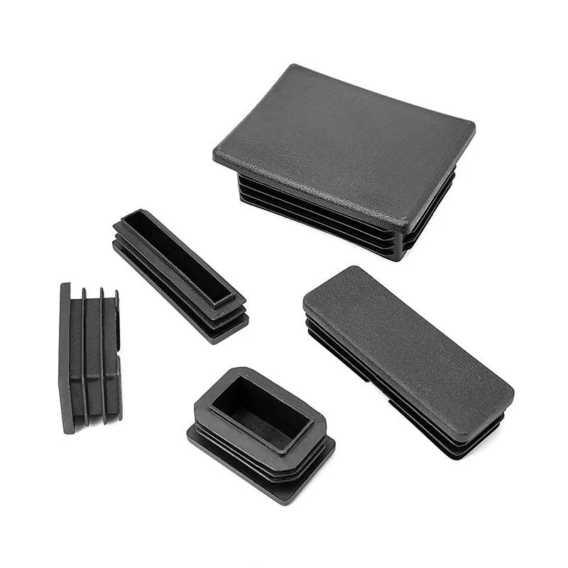 Plastic Black Rectangle Pipe Plugs Tube End Inserts For Industrial Steel Tubing Furniture Chair Legs Protective Cover Caps