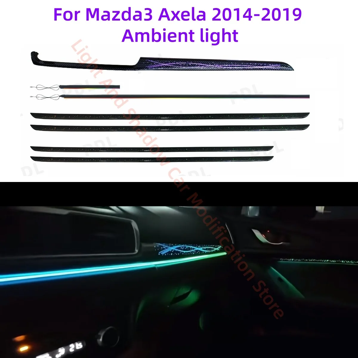 

Подходит для Mazda3 Axela 2014-2019, динамическое окружающее освещение, автомобильное внутреннее освещение, панель звездного неба, модификация автомобиля, управление через приложение