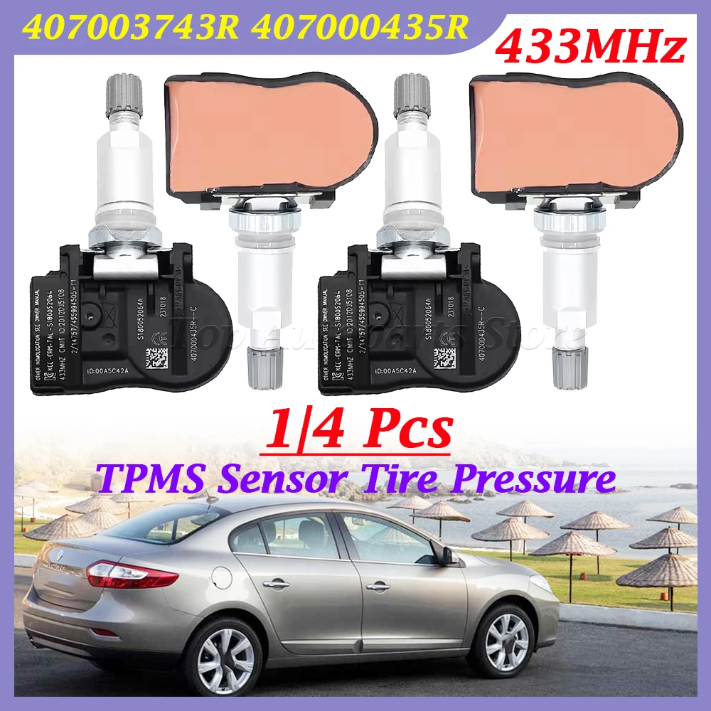 

407000435 Р 407003743 R автомобильный датчик давления для Renault Scenic 2009-2016 TPMS 433 МГц датчик давления воздуха в шинах запасные части