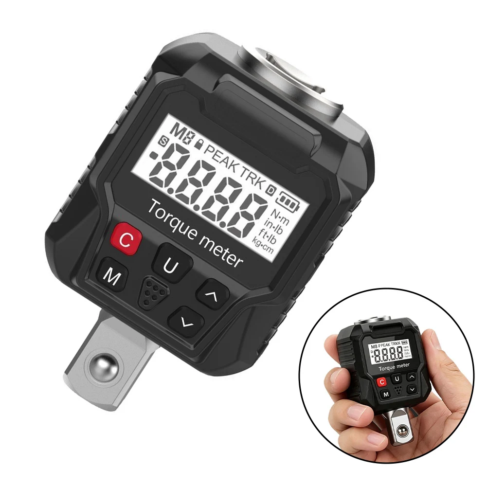Digital Torque Adapter for Mechanics Featuring 1000-Record Memory Storage and Four Torque Units N.m lbf.ft lbf.in kgf.cm