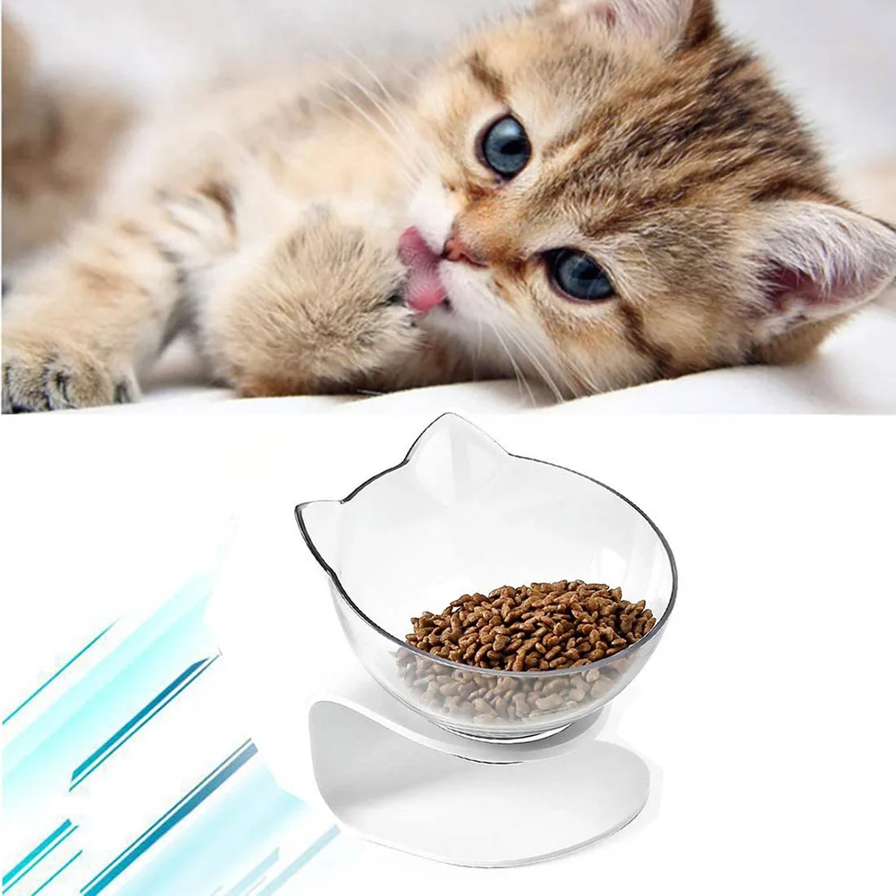 

Cat Bowls Transparent Pet Feeding Bowl Durable Fall Resistant 15 Degree Tilt Single Cat Food Water Bowl