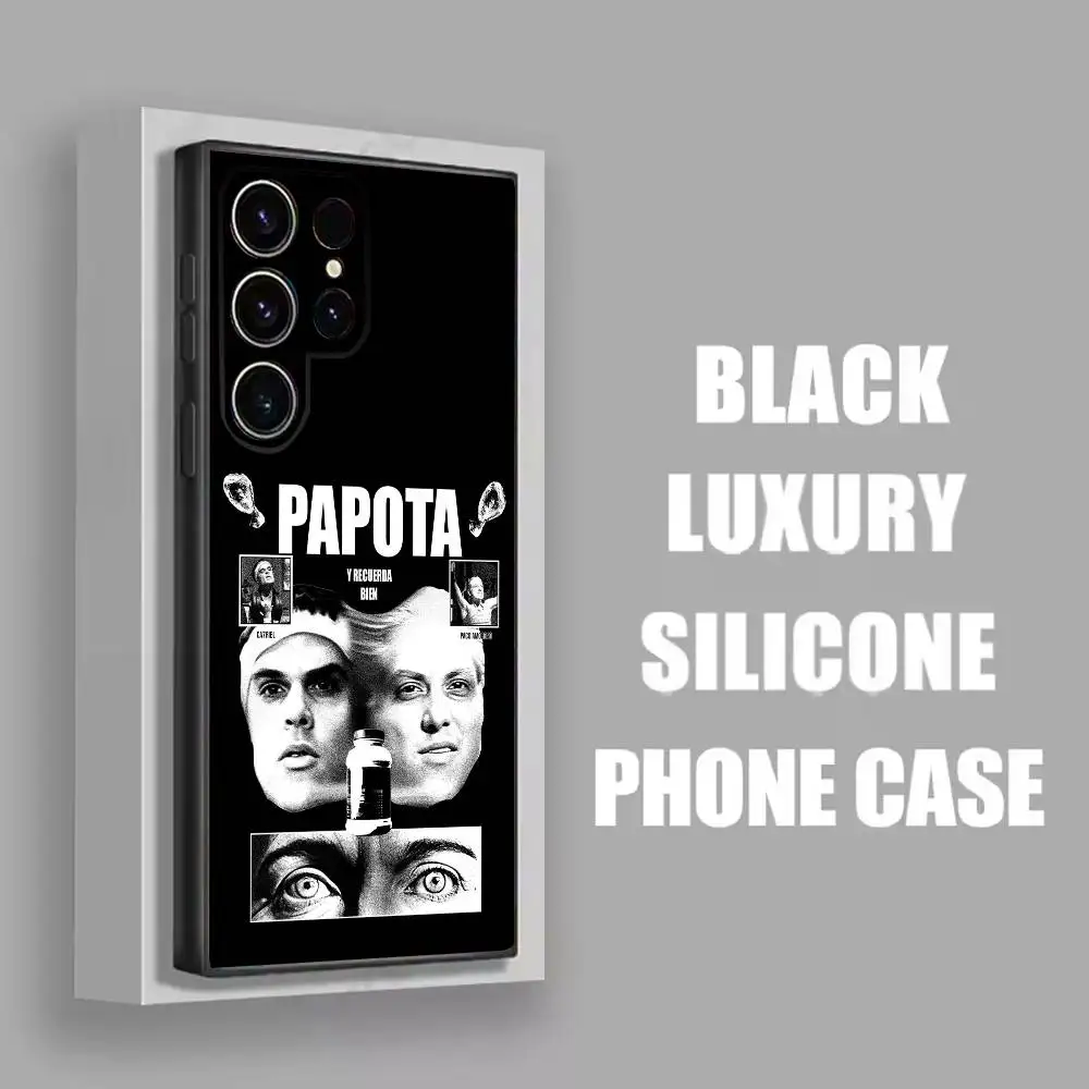 حافظة هاتف C-CA7RIEL P-Paco Amoroso PAPOTA لهاتف سامسونج S25، S24، S21، S22، S23، S30، Ultra، S20، Plus، Fe، Lite، 5G غطاء أسود