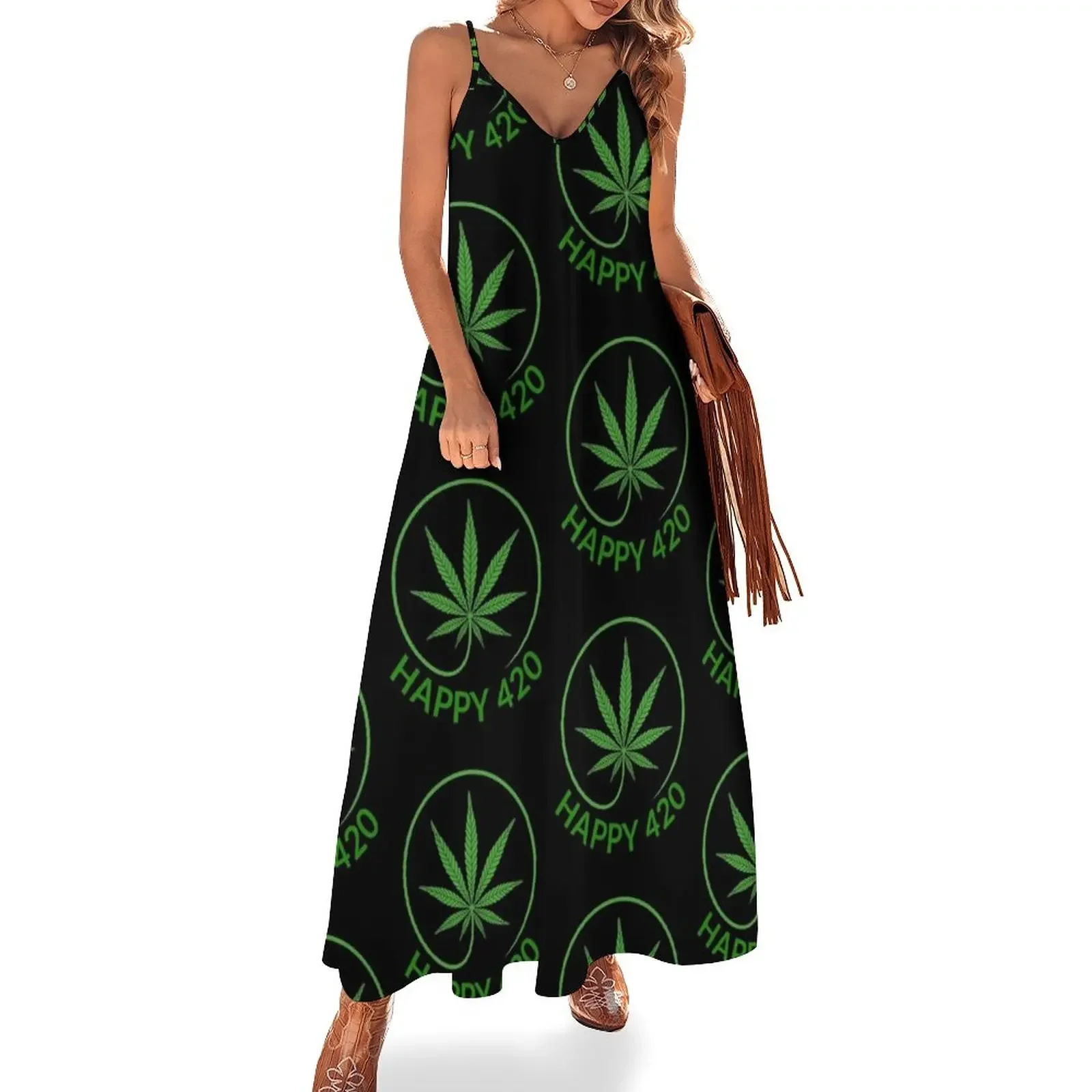 

Happy 420-gift idea for weed smoker Sleeveless Dress summer women's suit dresses for official occasions