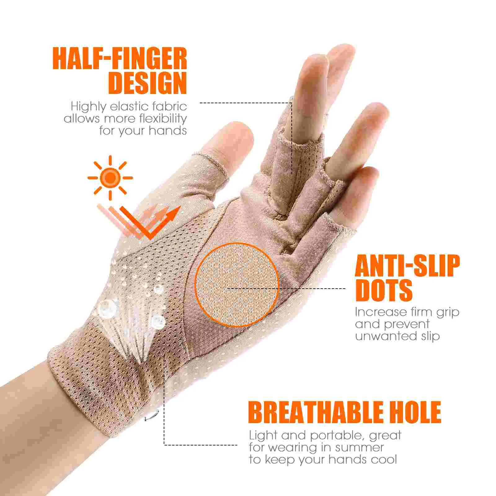 Fingerless Gloves for Men UV Protection Women Sunblock Driving Nail Polish Half Women's