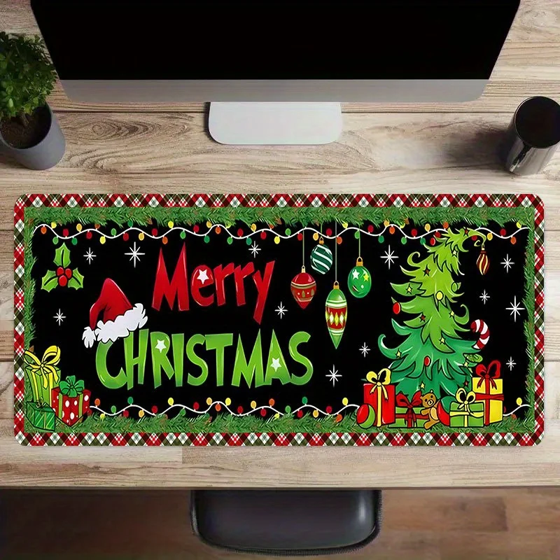Merry Christmas Theme Extra Large Gaming Mouse Pad Non-Slip Rubber Base Desk Mat for PC Laptop Office