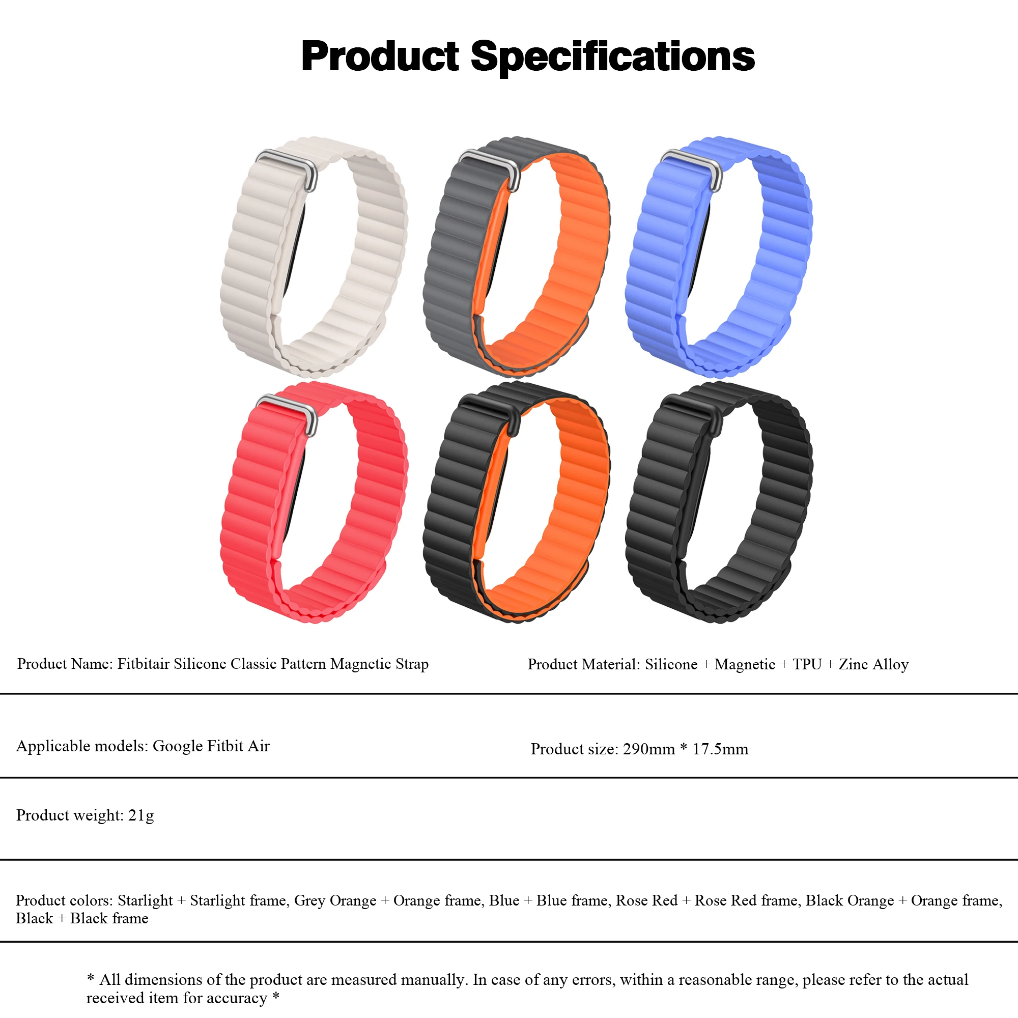 NEUES Sport-Schlaufenarmband für Google Fitbit Air, Gummi-Ersatzarmband für Google, Silikon-Armband Correa – Detail 2