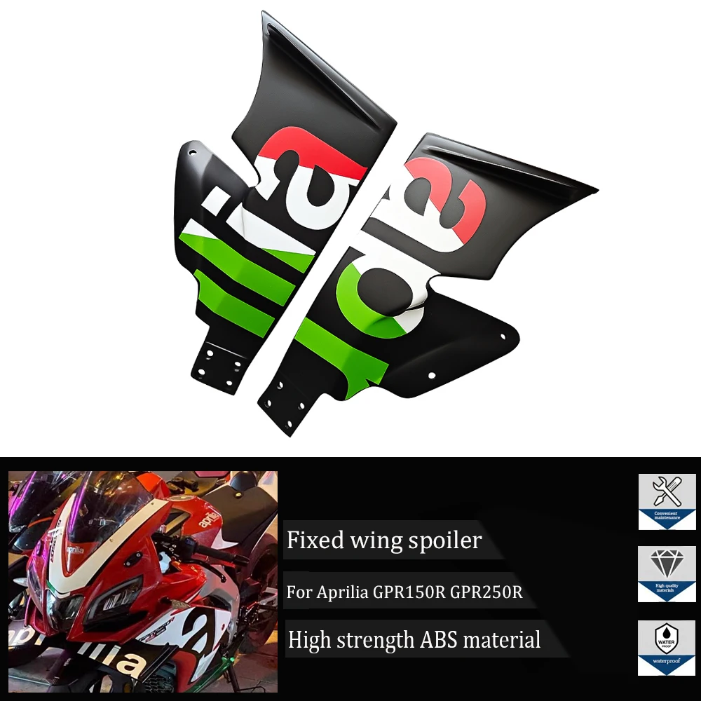 

Suitable for Aprilia GPR150R/250R motorcycles with high-quality ABS plastic ailerons, fixed wings, and windshield side covers