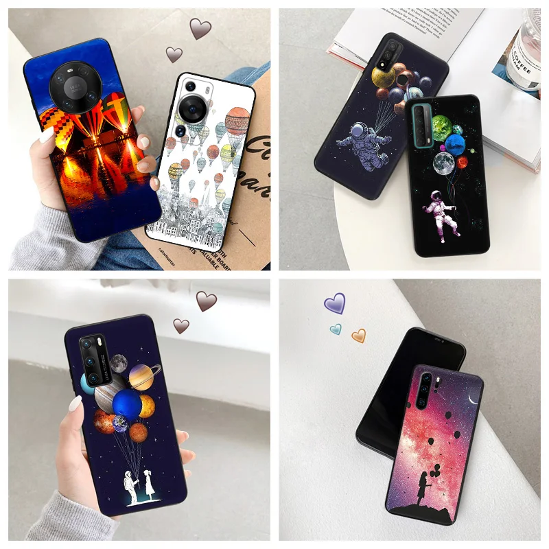 Silicone Black Phone Case for Motorola G200 5G G30 G31 One Fusion Color Balloon Star Huawei P40 P30 P20 P Smart iphone6 Cover