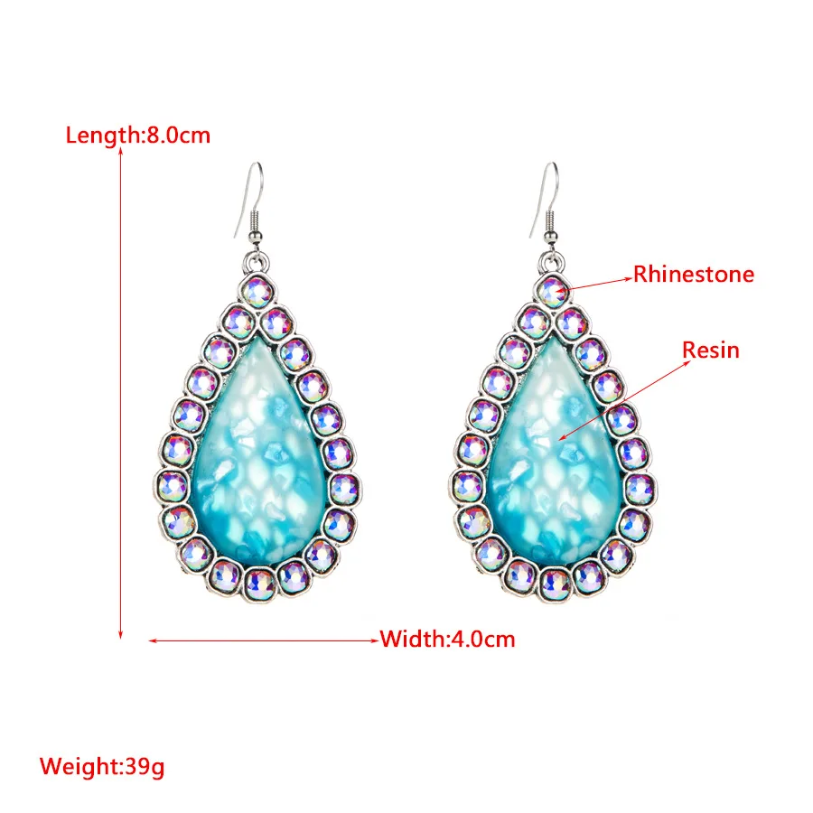 Independent Station Temperament Alloy Diamond Set High Quality Resin Pendant Banquet Earrings Trend Street Earrings