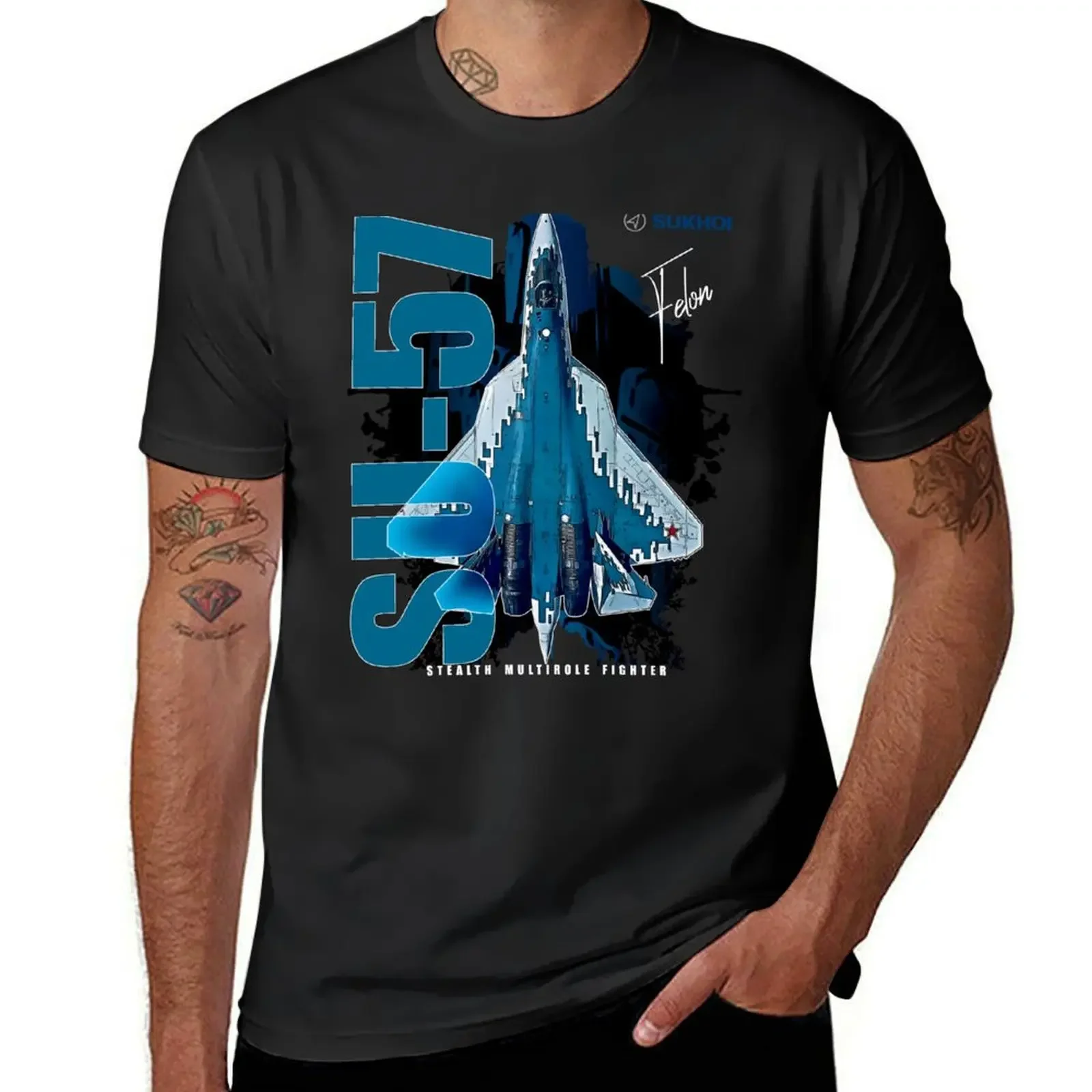 

Sukhoi Su-57 Stealth Multirole Fighter Aircraft T-Shirt oversized graphic t shirt vintage Blouse street wear men clothes