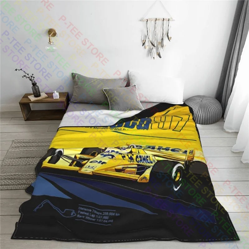 Tributo Ayrton Senna Pilota Formula Gran Premio Montecarlo 1987 Blanket Soft On The Sofa Faux Fur Throw