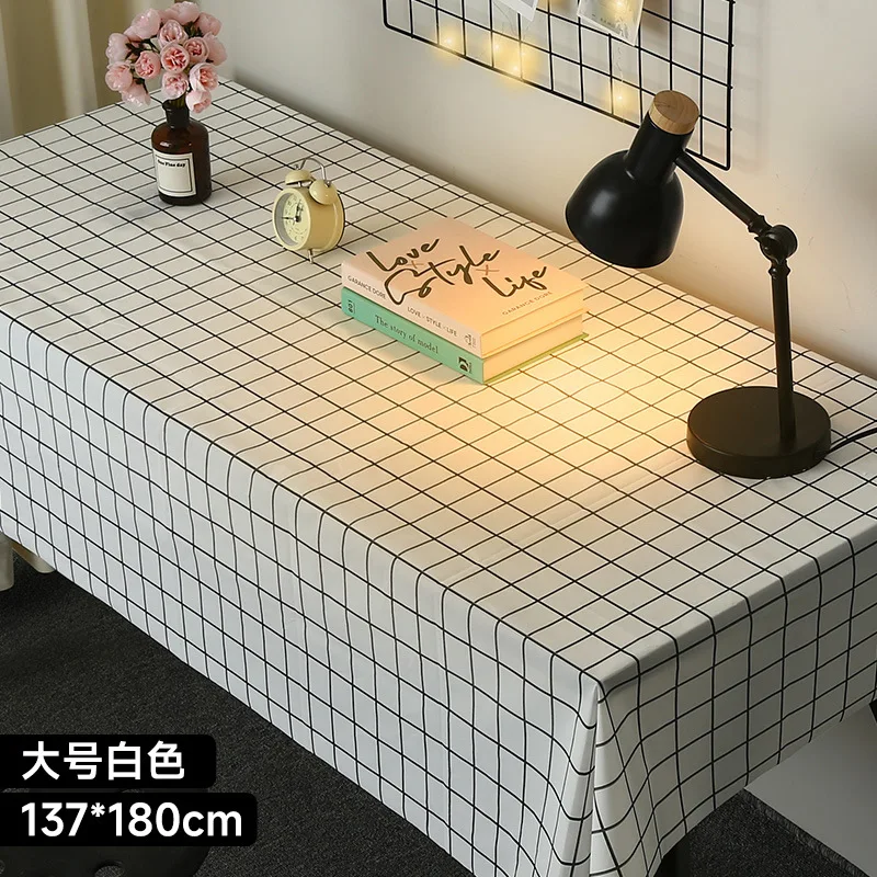 

2024 Simple tablecloth style grid waterproof and oil resistant dining table cloth