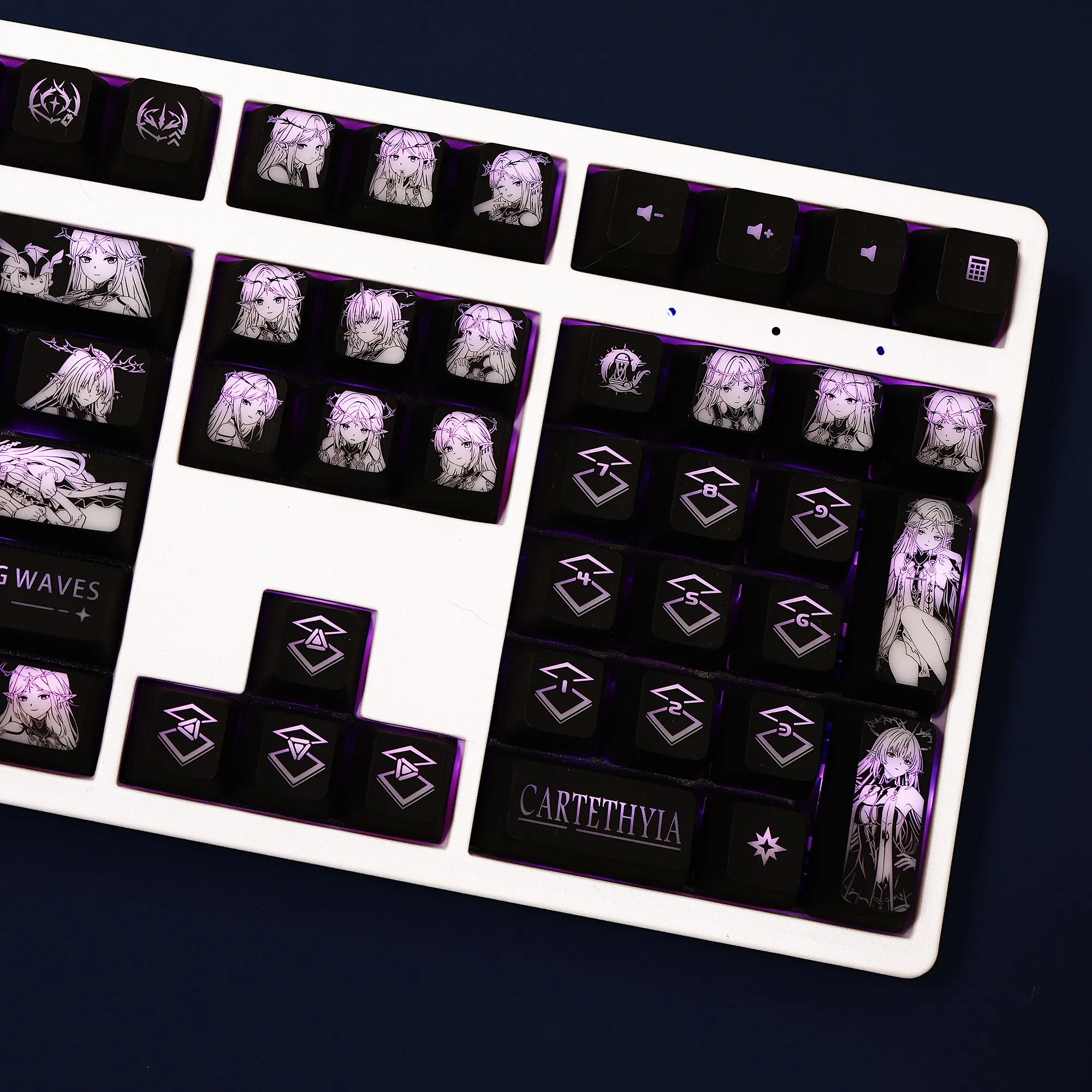 104 Keys/Set Cartethyia Wuthering Waves Backlit Keycaps PC Coating for Logitech G512 Razer BlackWidow Huntsman Corsair K70 K95 view 4