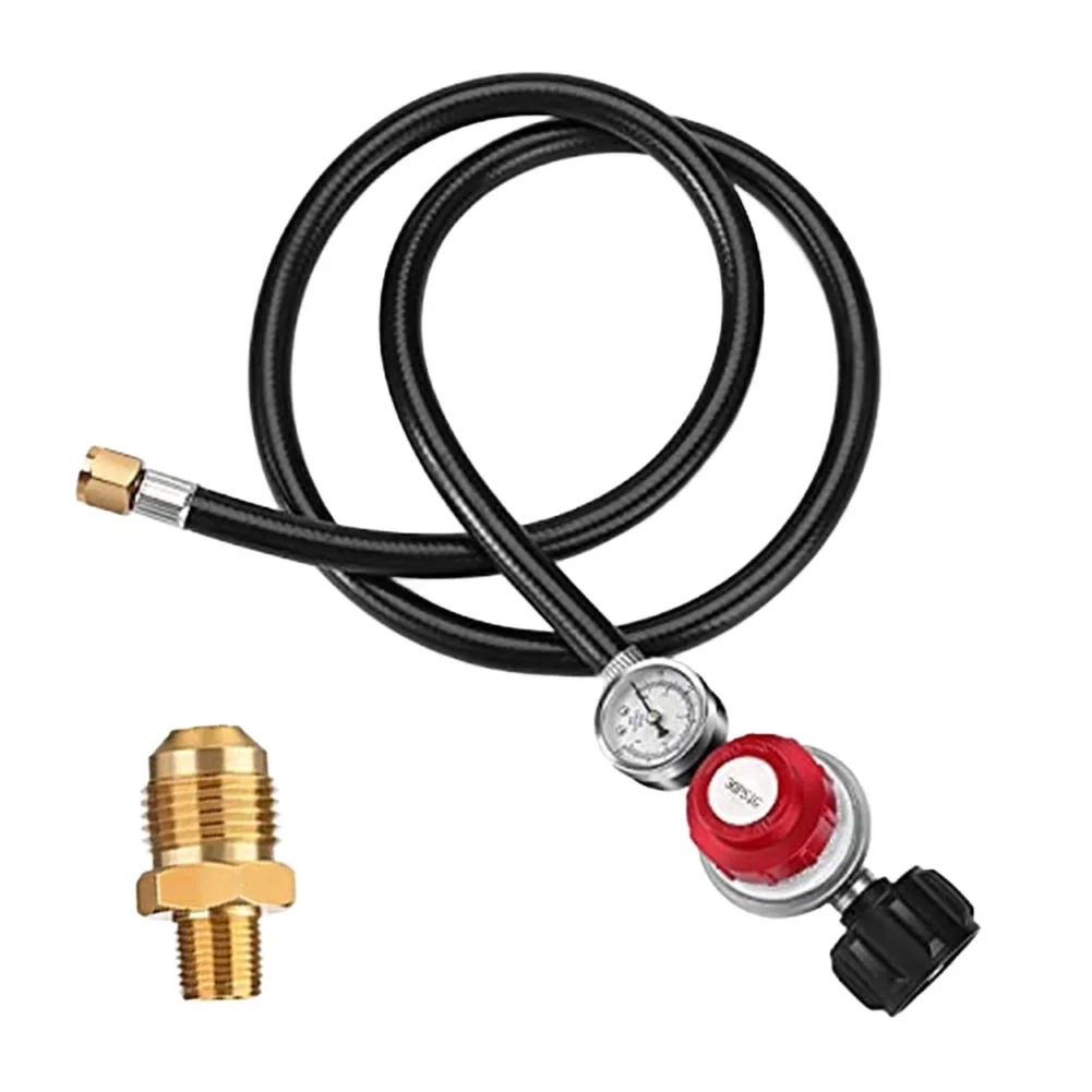 4FT High Pressure Propane Regulator With Hose Adjustable 0-30PSI Regulator With Gauge LP Gas Grill Regulator For Grill Burner