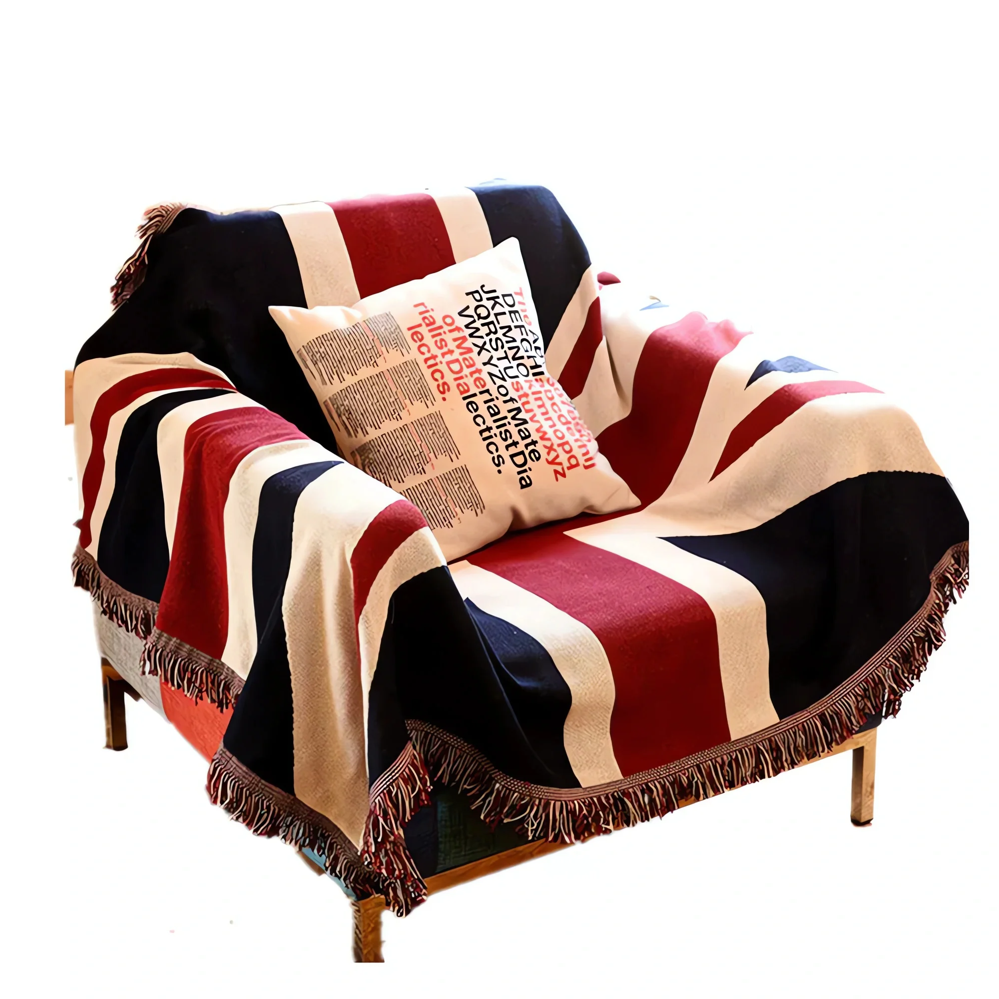Vintage Nordic British Flag Blanket For Travel, Camping and Home - 100% Cotton Linen Sofa Cover Blanket Throw Bedroom Chair Mat