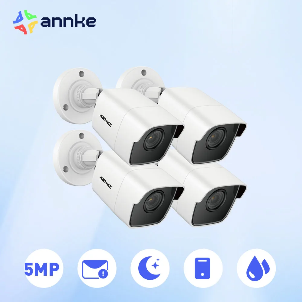 ANNKE 4X Ultra HD 5MP TVI CCTV Camera Outdoor Weatherproof White Security Surveillance System EXIR Night Vision Email Alert Kit