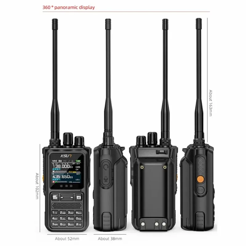 KSUN UV110D Walkie Talkie Long Range Portable Professional VHF UHF Radio Station AM FM Ham Amateur Communication Radio Scanner