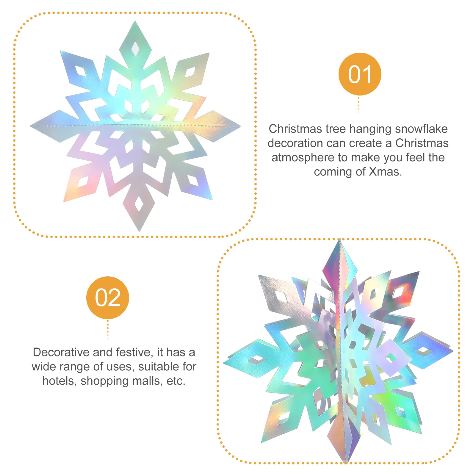 

12Pcs Christmas Snowflake Hanging Ornaments Compact Xmas Tree Decorations Festive Xmas Party Decor for Home Shops