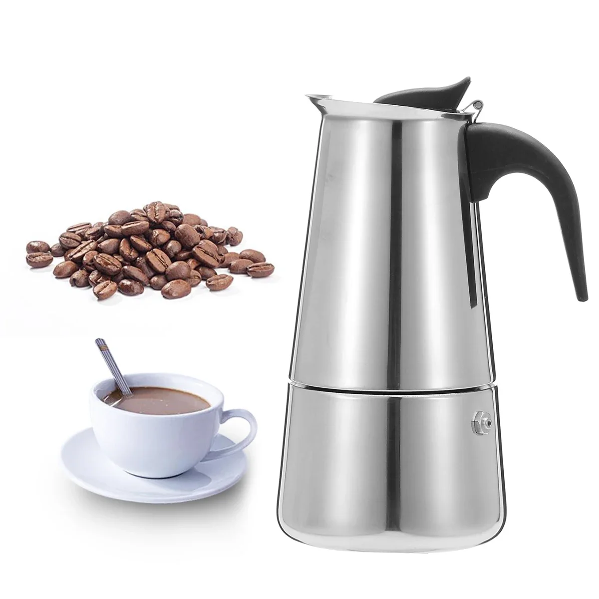 Imagem -03 - Portátil de Moka Pot Espresso Coffee Pot Pequeno Fogão Elétrico Filtro Coador Chaleira 200ml 450ml Aço Inoxidável