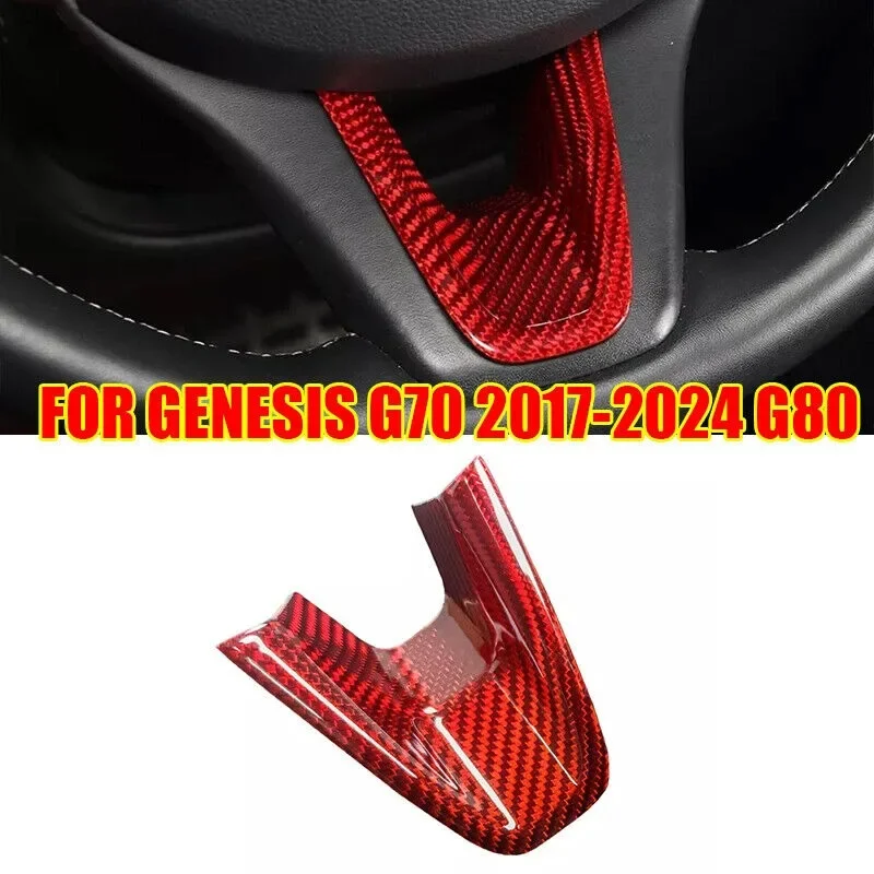 New RED CARBON FIBER STEERING WHEEL ADD-ON TRIM COVER FOR GENESIS G70 2017-2024 G80