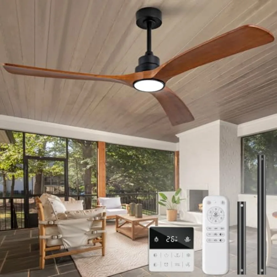 

60-дюймовые потолочные вентиляторы с подсветкой и пультом дистанционного управления, настенный выключатель, лопасти из массива дерева, регулируемая яркость, реверсивный, бесшумный, функция памяти при отключении питания