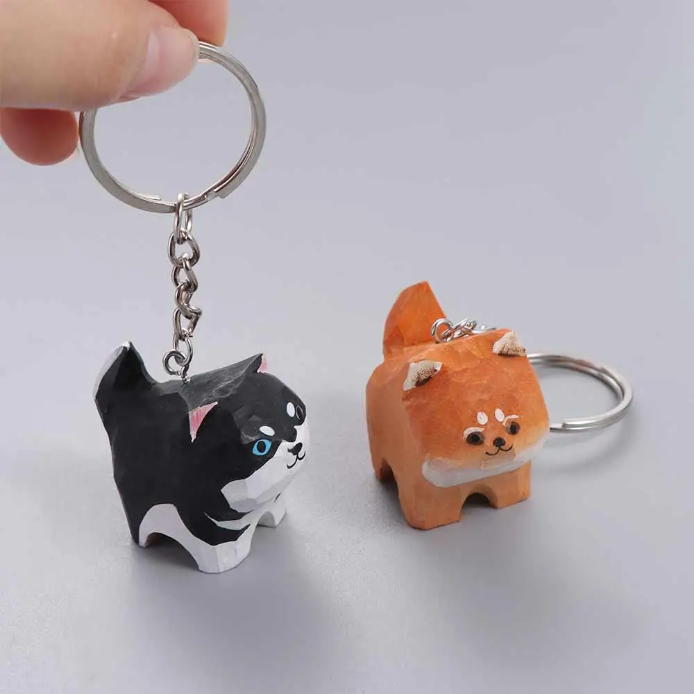 

Wood Carved Akita Dog Keychain Hand Carved Dog Key Ring Pendant Creative Wood Student Gift Personalized Phone Charm