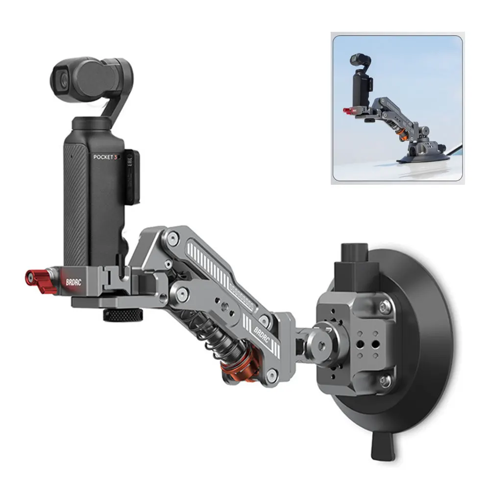 

Car Suction Cup Mount Kit For DJI Pocket 3 /Gopro Action Camera Holder 1/4" Flexible Rotation Z-Axis Shock Absorption Bracket
