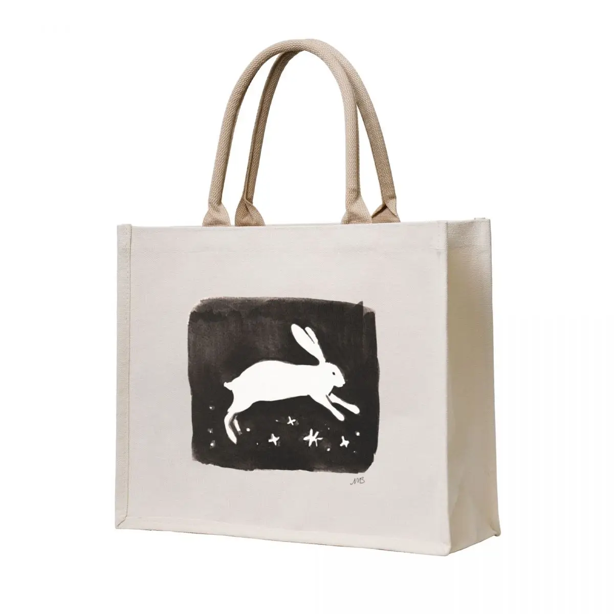 

Folk bunny, black gouache painting Tote Bag tote bag university supermarket folding bag shopper women