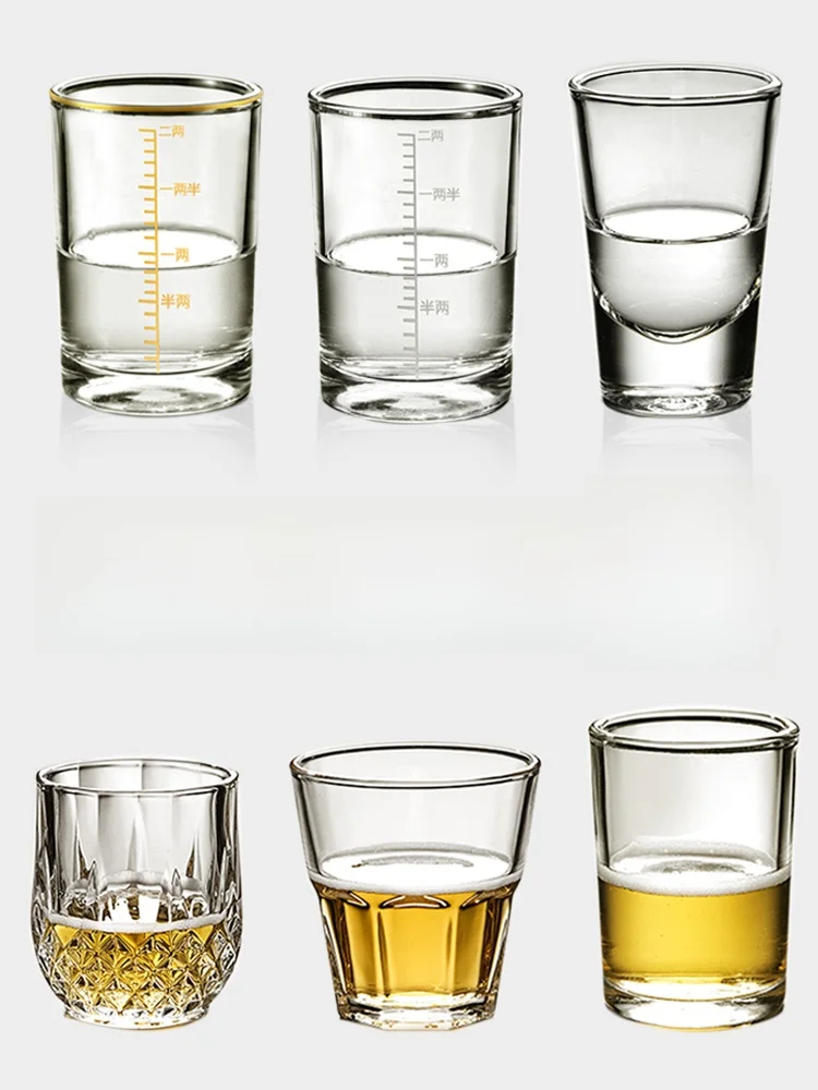 

Commercial And Home Use 100ml Glass Beer And White Wine Cups Set of 2 And Liang Bar Essential Durable Chinese Style Glasses