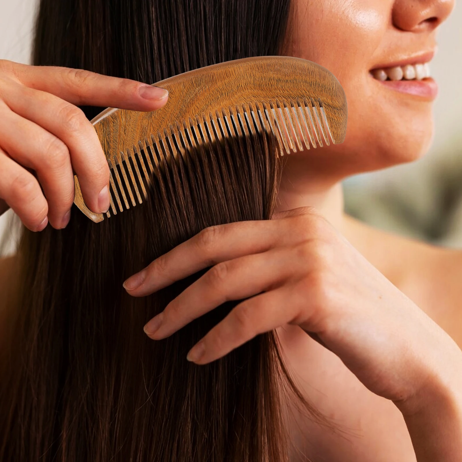 

1Pcs Portable Wood Head Massage Comb Durable Smooth Surface for Scalp Relaxation Hair Styling Hairdressing Tool