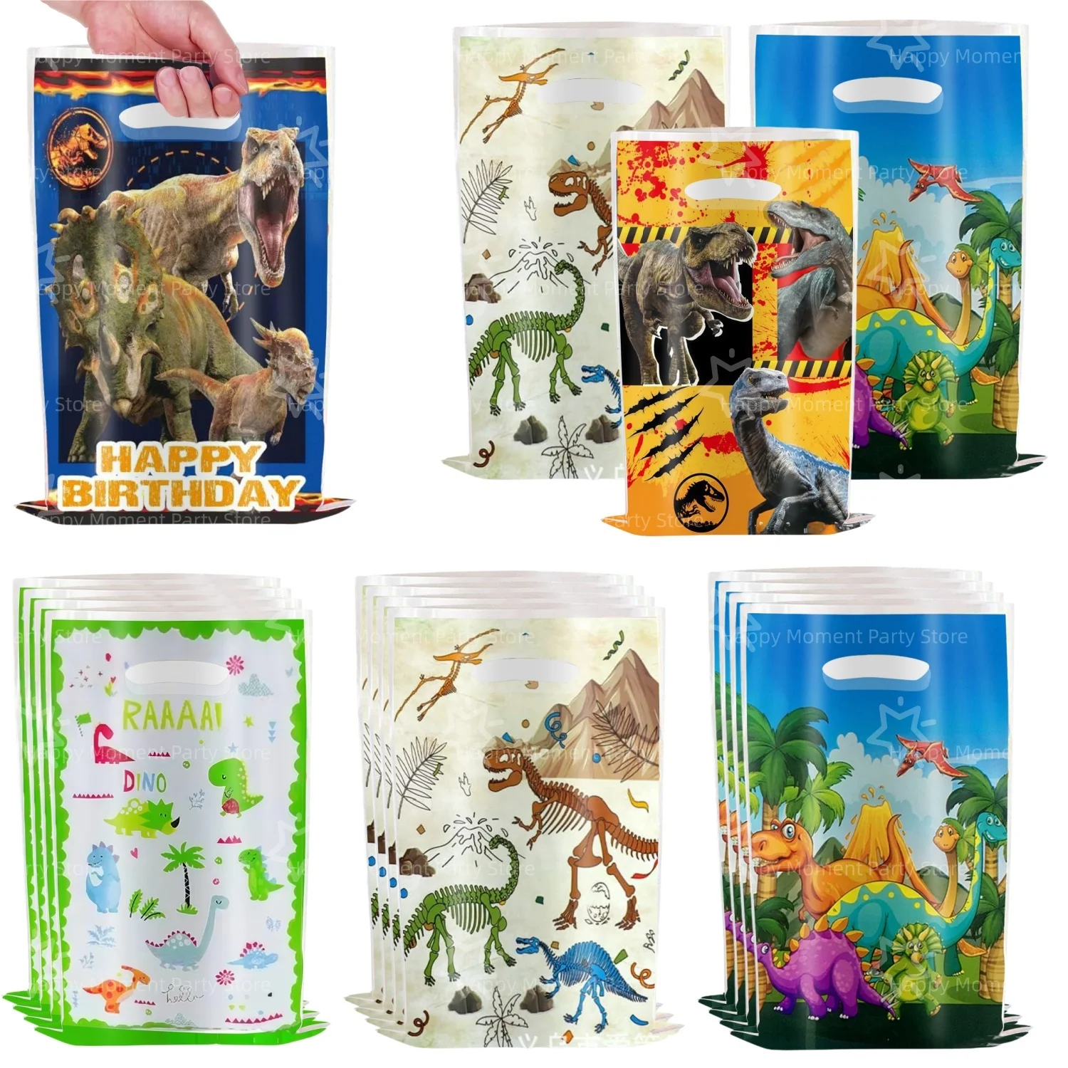 Dino Theme Birthday Child Gift Bag Party Decoration Goody Biscuit Loots Candy Bag Baby Shower Dinosaur Party Favors Supplies