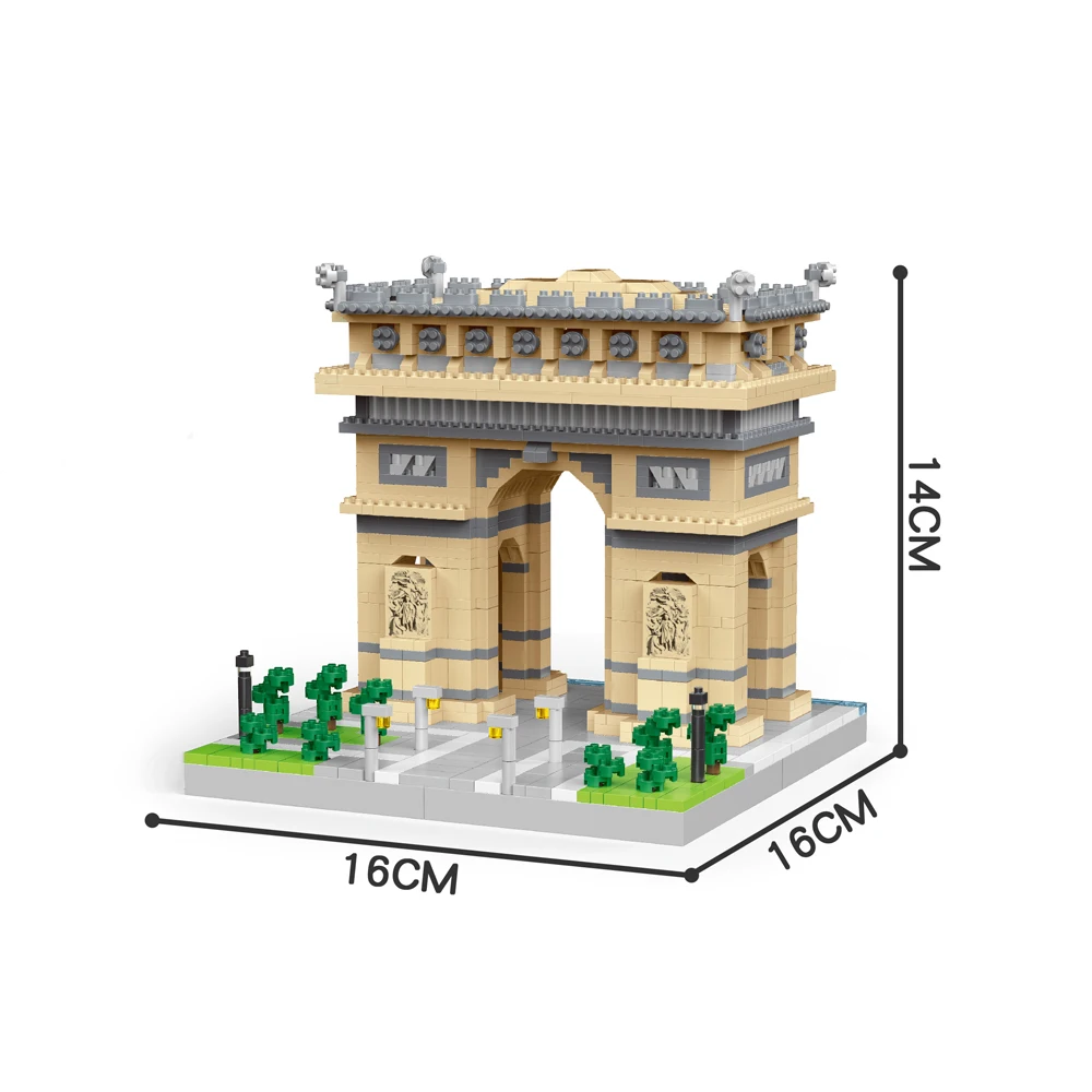Knew Built Louvre Micro Mini-Bausteine für Erwachsene, Architektur-Spielzeugset, Bau, Arc Triomphe Eiffel Montagesteine 9