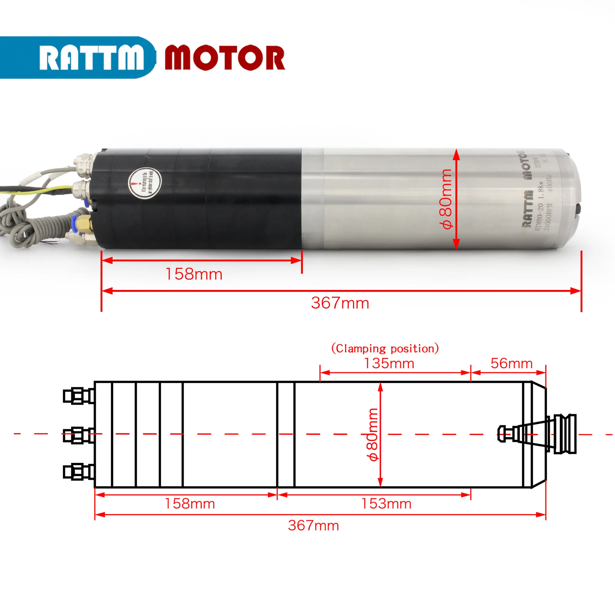 1.8KW ATC SPINDLE MOTOR ISO20 Automatic tool change PERMANENT POWER ELECTRIC SPINDLE 220V Metal Spindle motor FOR CNC MACHINE
