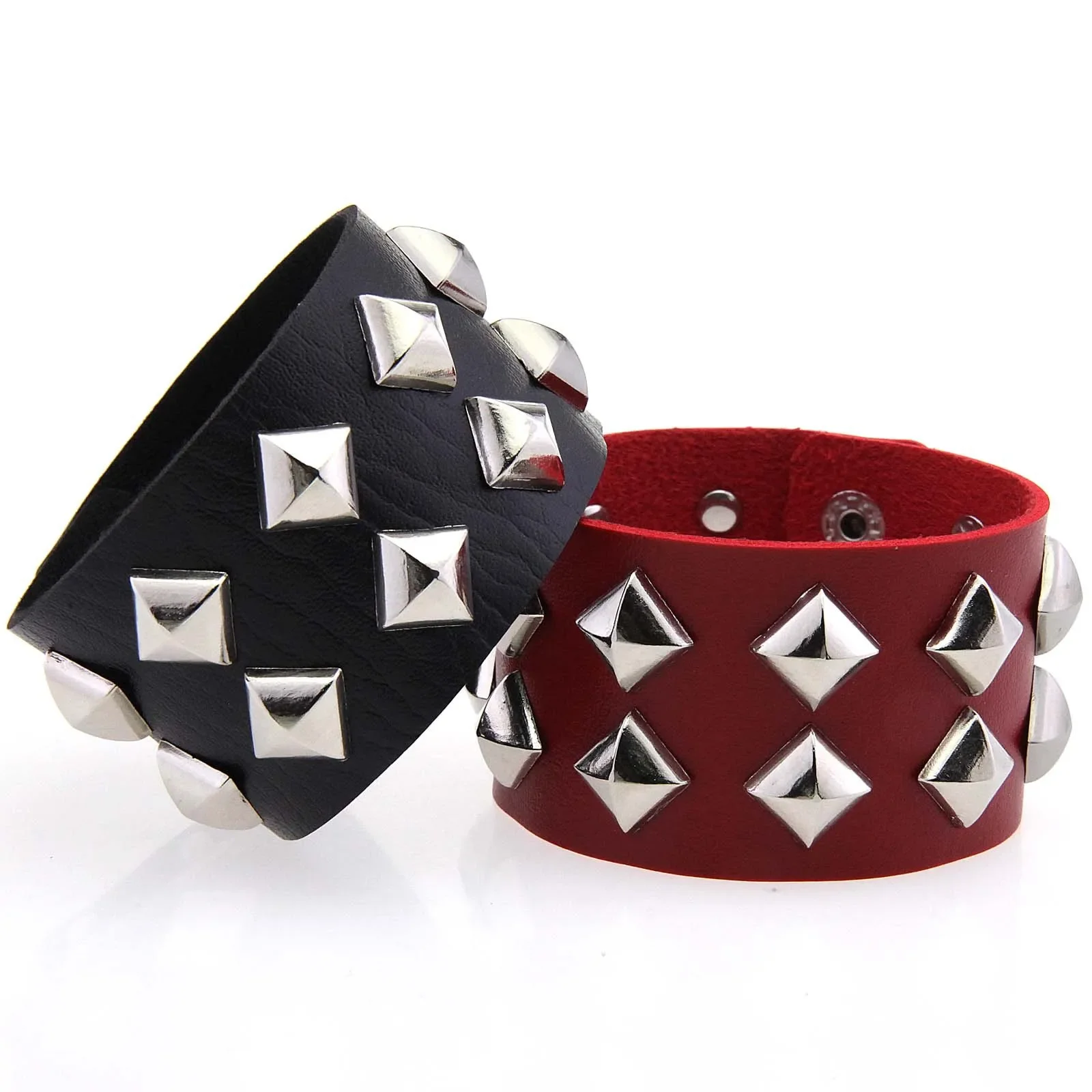 Punk Gothic Harajuku Temperament Soft girl Fashion Non-mainstream Rivets Multicolored Leather Alloy Bracelet