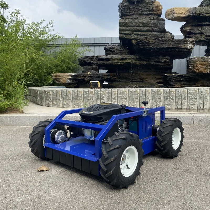 Cortacésped con control remoto de ruedas pequeño personalizado, cortacésped pequeño con ruedas para jardinería con control remoto y tracción en las cuatro ruedas