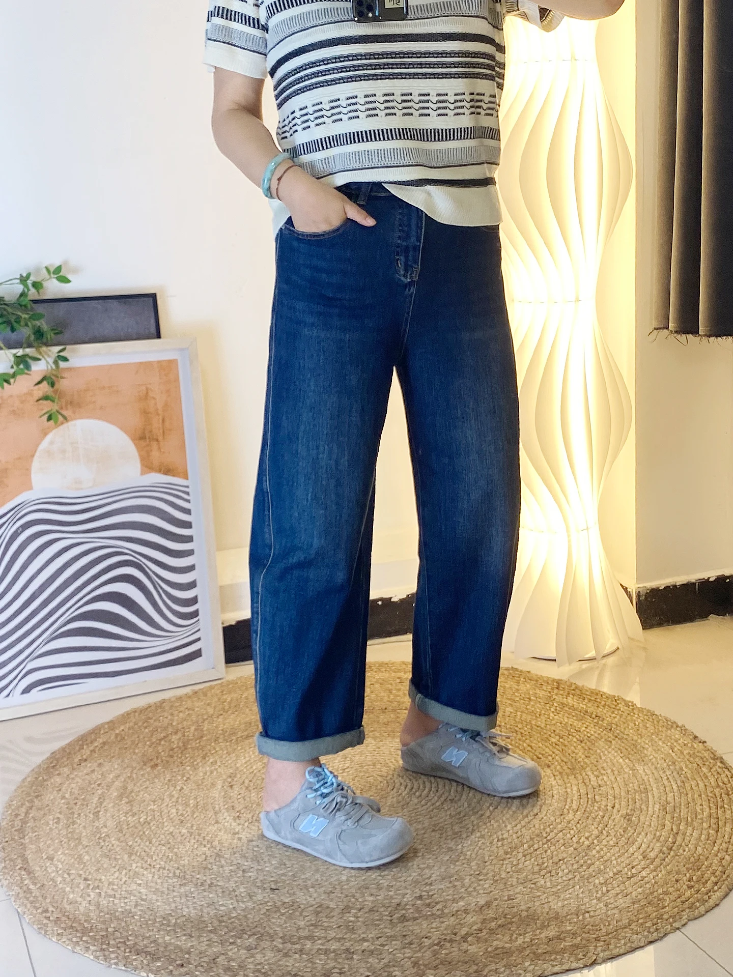 

Джинсы женские с высокой талией в стиле Харадзюку, больших размеров, свободного кроя, удобные, мягкие, прямые брюки, модель Banana ape