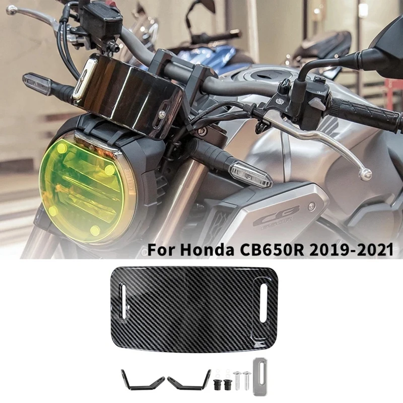 Motorcycle Windshield Windscreen Wind Deflector With Bracket For Honda CB650R CB 650 R 2019-2021 (Carbon Fiber Look)