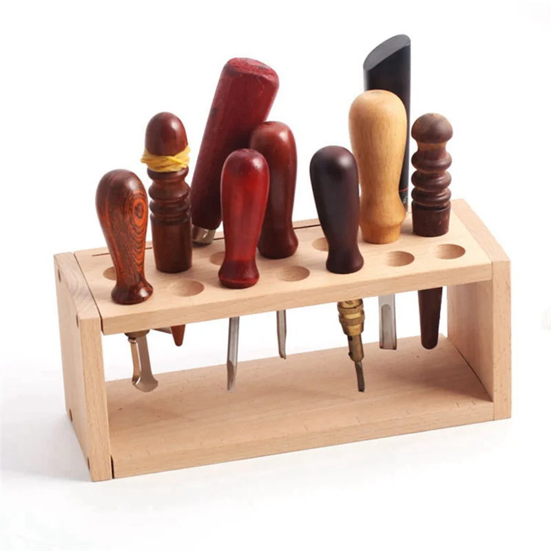 -A95Z Tool Rack DIY Leather Tool Rack Leather Art Printing Wax Line Storage Box Solid Wood Tool Storage Box-A Easy Install Easy